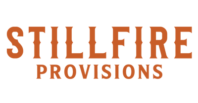 Logo of Stillfire Provisions with orange text on a white background